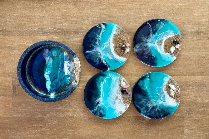 Epoxy Resin Art and Craft Coaster Set Experience - Designing With Botanicals and Ocean Pieces
