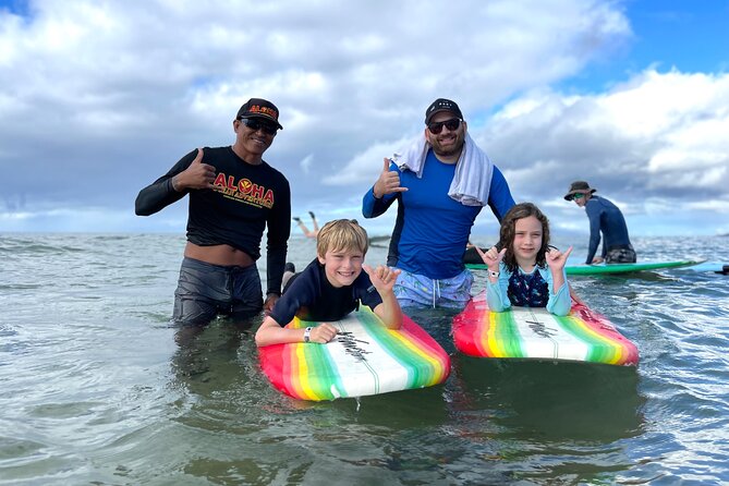 Hawaiian-owned and Operated Surf Lessons in Kihei, Maui - Gear up: Lycra shirts and foot-protecting shoes