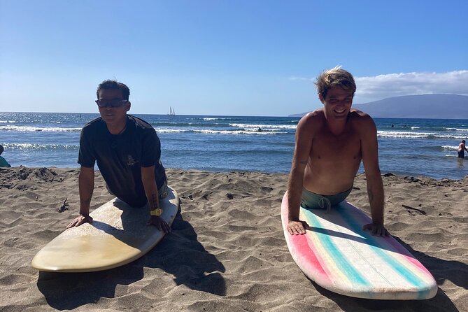 Private Surf Lessons in Lahaina, Maui - In the water for the real work: learning to catch and ride